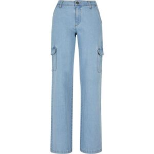 Trousers cargo droit taille haute en denim femme Urban Classics Bleu 31 Trousers cargo droit taille haute en denim femme Urban Classics Bleu 31