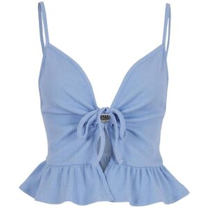 Women's tank top Urban Classics Waffle Pique Ruffle Bleu 4XL Women's tank top Urban Classics Waffle Pique Ruffle Bleu 4XL