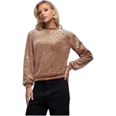 Velour Jumper Women Goddiva Sequin Velvet Doré 36 Velour Jumper Women Goddiva Sequin Velvet Doré 36