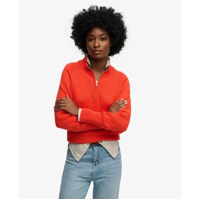 Women's cotton knit half-zip pullover Superdry Classique Orange S Women's cotton knit half-zip pullover Superdry Classique Orange S