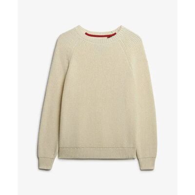 Casual ribbed knit jumper for women Superdry Blanc XL Casual ribbed knit jumper for women Superdry Blanc XL