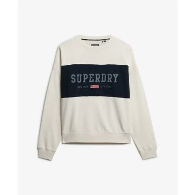 Sweatshirt woman Superdry Athletic Essentials Flag Emb Blanc XS Sweatshirt woman Superdry Athletic Essentials Flag Emb Blanc XS