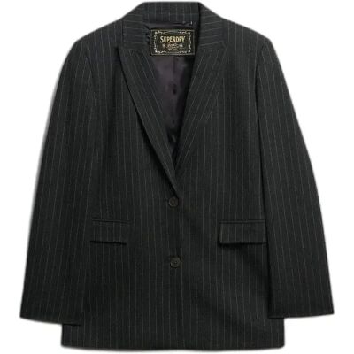 Women's blazer Superdry Pinstripe Gris XS Women's blazer Superdry Pinstripe Gris XS