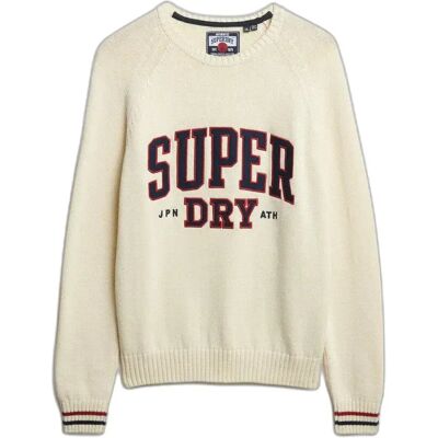Women's soft knit printed crew neck jumper Superdry Blanc S Women's soft knit printed crew neck jumper Superdry Blanc S