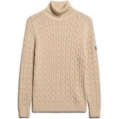 Chunky twisted roll neck jumper for women Superdry Beige S Chunky twisted roll neck jumper for women Superdry Beige S