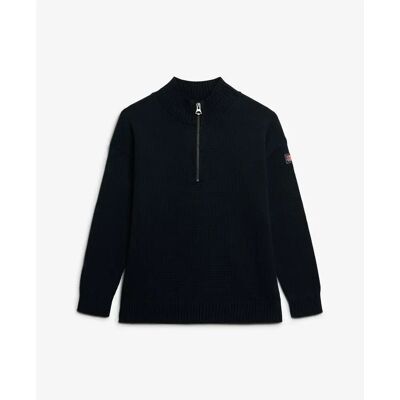 Women's oversized half-zip knit trucker collar Superdry Bleu S Women's oversized half-zip knit trucker collar Superdry Bleu S