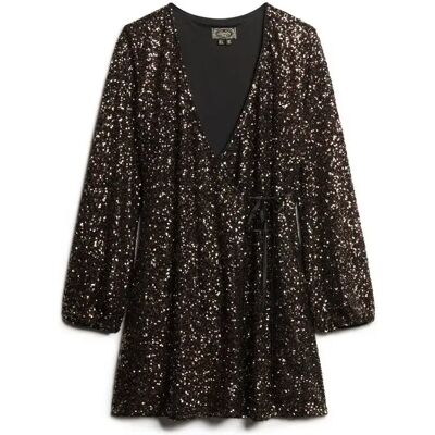 Sequin wrap mini-dress for women Superdry Marron M Sequin wrap mini-dress for women Superdry Marron M
