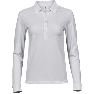 Women's long-sleeved polo shirt Tee Jays Luxury Stretch Blanc L Women's long-sleeved polo shirt Tee Jays Luxury Stretch Blanc L