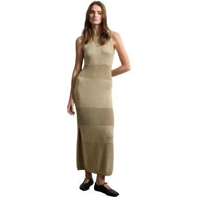 Women's Fitted Ribbed Knit Maxi Dress Stefanel Doré M Women's Fitted Ribbed Knit Maxi Dress Stefanel Doré M