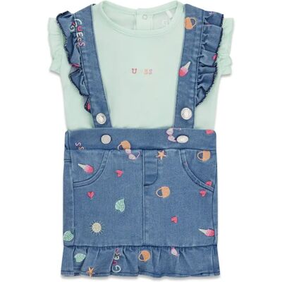 Denim body and skirt set for baby girls Guess STR Vert 6/9 mois Denim body and skirt set for baby girls Guess STR Vert 6/9 mois