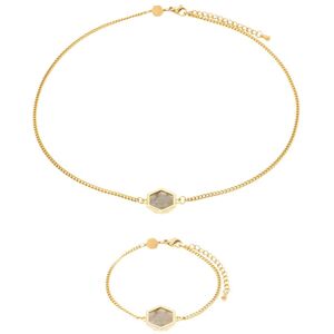 Labradorite necklace and bracelet for women Sloya Hexalia Gris 17/21,5 cm Labradorite necklace and bracelet for women Sloya Hexalia Gris 17/21,5 cm