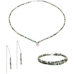 Necklace, bracelet and earrings set in African turquoise for women Sloya Lumia Vert 16,5/20 cm Necklace, bracelet and earrings set in African turquoise for women Sloya Lumia Vert 16,5/20 cm