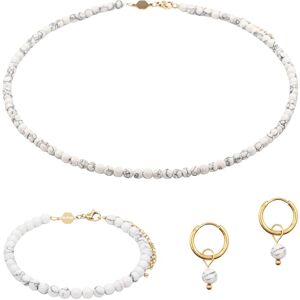 Howlite stone necklace, bracelet and earrings for women Sloya Serena Blanc 17,5/23 cm Howlite stone necklace, bracelet and earrings for women Sloya Serena Blanc 17,5/23 cm