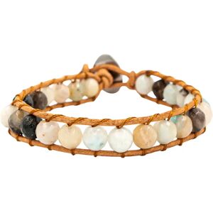 Bracelet made of Amazonite stones and genuine leather for women Sloya Facelia Blanc 17/21 cm Bracelet made of Amazonite stones and genuine leather for women Sloya Facelia Blanc 17/21 cm