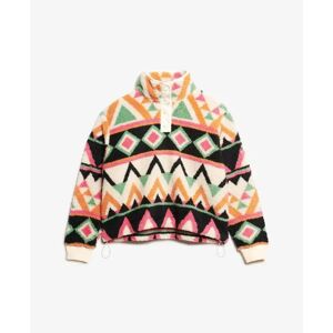 Women's printed Tunisian collar fleece Superdry Beige M Women's printed Tunisian collar fleece Superdry Beige M