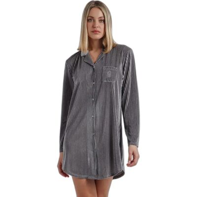 Elegant striped camisole shirt with long sleeves for women Admas Gris M Elegant striped camisole shirt with long sleeves for women Admas Gris M