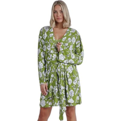 Long-sleeved women's robe Admas Garden Flowers Vert XL Long-sleeved women's robe Admas Garden Flowers Vert XL