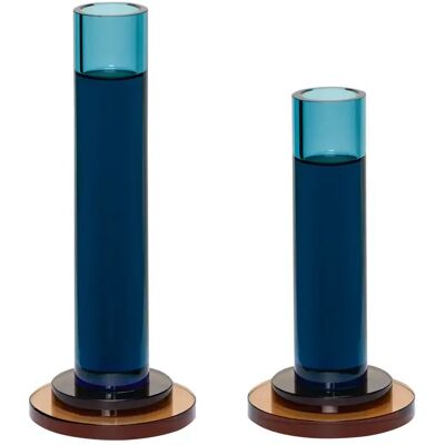 Hübsch Interior Comet Crystal Candle Holder Set - Blue Hübsch Interior Comet Crystal Candle Holder Set - Blue
