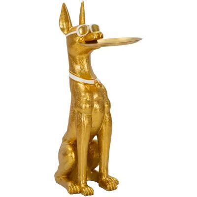 Pit Bull Dog Figurine with Tray Mauro Ferretti Doré 30x64x91 cm Pit Bull Dog Figurine with Tray Mauro Ferretti Doré 30x64x91 cm