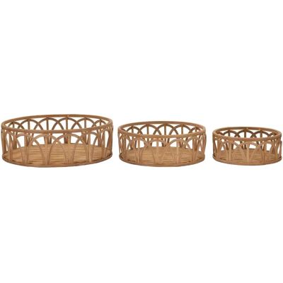 Rattan Tray Mauro Ferretti Fuji (x3) Marron 50x16-40x14-30x12 cm Rattan Tray Mauro Ferretti Fuji (x3) Marron 50x16-40x14-30x12 cm