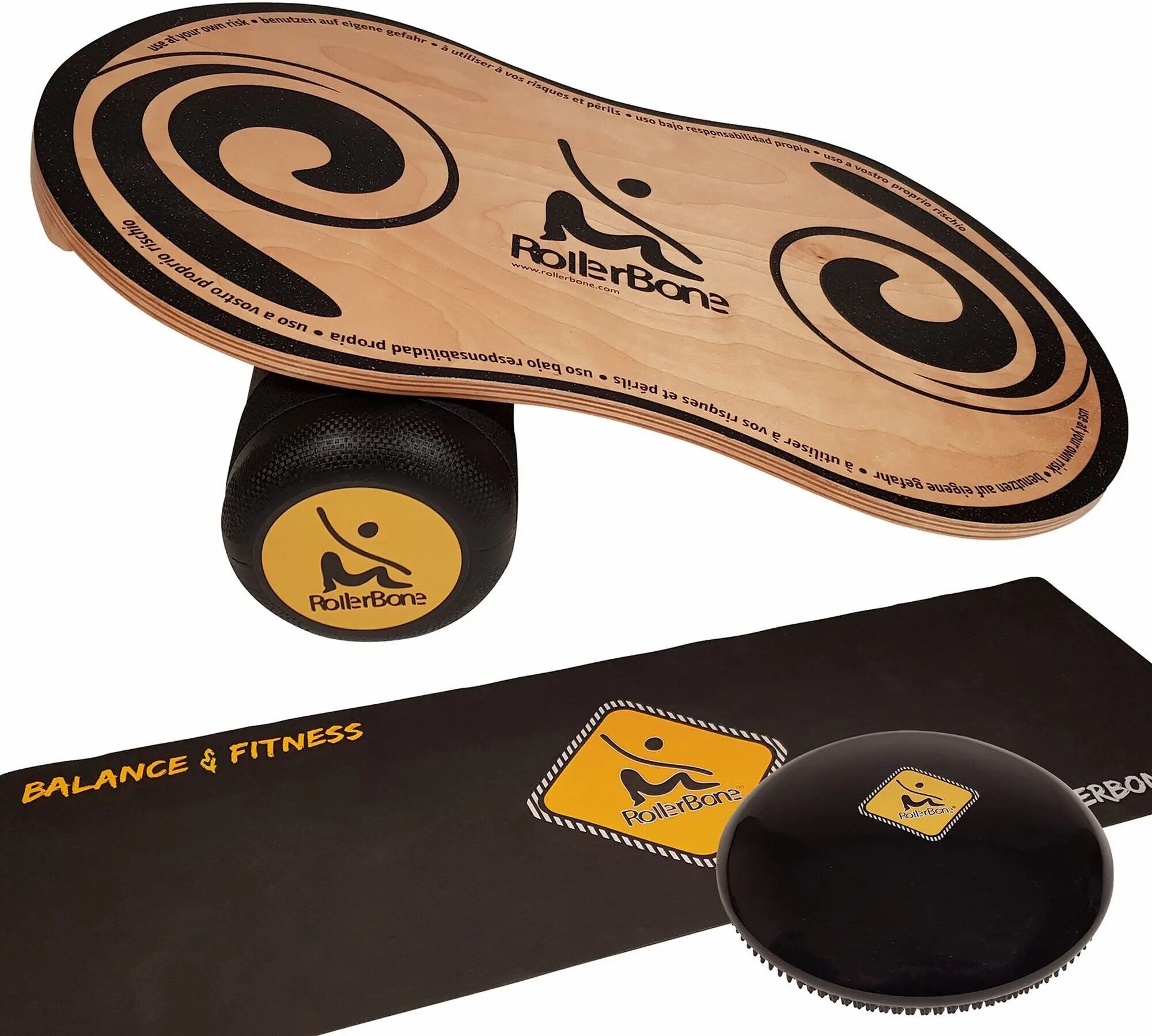 Balance board with pro roller + softpad + mat RollerBone Marron Unisex 74x41.5x3 cm