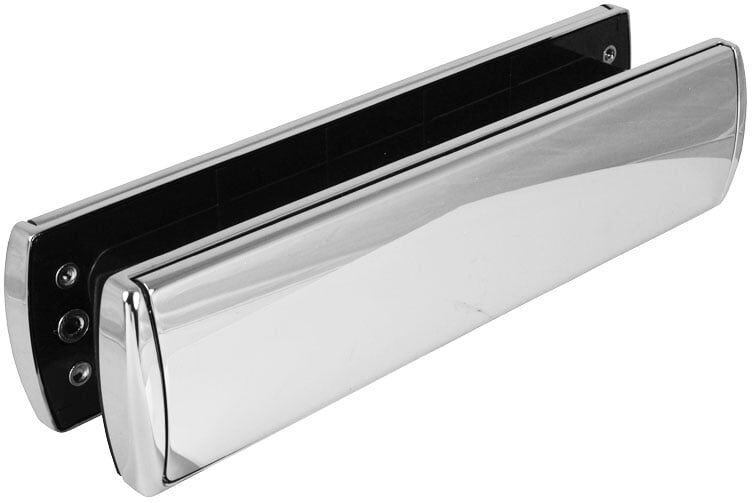 Mila All Metal 12 inch uPVC Door Letterplate, Polished Chrome, Panel Door