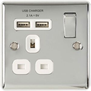 BG Electrical PS05 Screw Plate 1 Gang USB Plug Socket, Polished Chrome BG Electrical PS05 Screw Plate 1 Gang USB Plug Socket, Polished Chrome