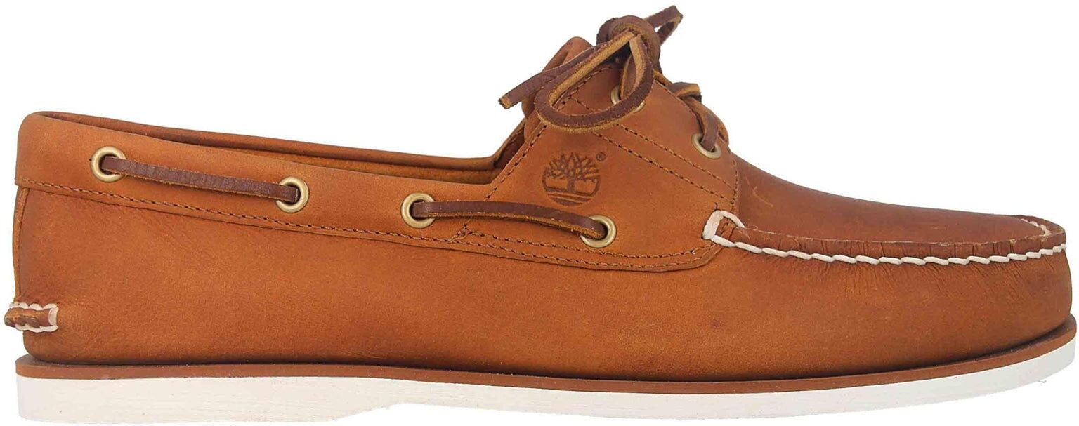 Timberland Classic Boat 2 Eye Leather Men's Lace Up Shoes - Orange - Size:UK 8.5
