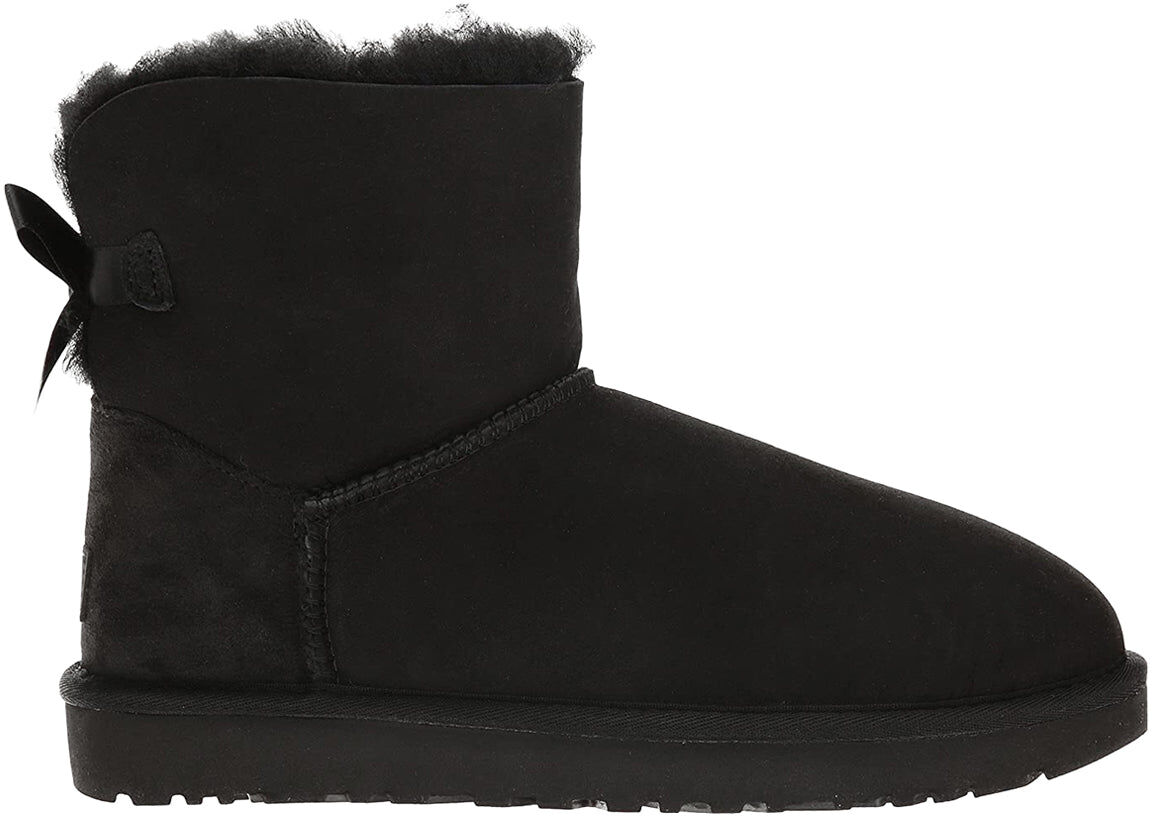Ugg Mini Bailey Bow II Suede Women's Ankle Boots - Black - Size:UK 6