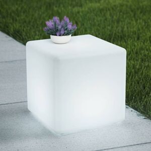 Lindby Cubara rechargeable LED outdoor light, RGB, cube, plastic Lindby, dimmable, White / opal, Plastic, Modern Lindby Cubara rechargeable LED outdoor light, RGB, cube, plastic Lindby, dimmable, White / opal, Plastic, Modern