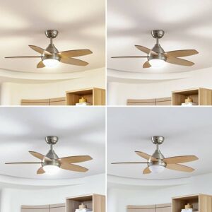 Lindby LED ceiling fan Klasika, DC, quiet, 106 cm, CCT Klasika, White / opal, Living / Dining Room, metal, Ceiling Fans with Lighting Lindby LED ceiling fan Klasika, DC, quiet, 106 cm, CCT Klasika, White / opal, Living / Dining Room, metal, Ceiling Fans with Lighting