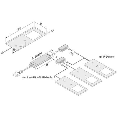 Hera Eco-Pad F LED under-cabinet lamp 3-set 3,000K alu F, dimmable, Alu / grey / zinc, Kitchen, Aluminium, Modern, Furniture Light Hera Eco-Pad F LED under-cabinet lamp 3-set 3,000K alu F, dimmable, Alu / grey / zinc, Kitchen, Aluminium, Modern, Furniture Light