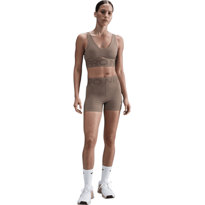 Nike - NP Sculpt Dri-Fit HR 3In - Womens Tight Shorts - Brown Pink M Nike - NP Sculpt Dri-Fit HR 3In - Womens Tight Shorts - Brown Pink M