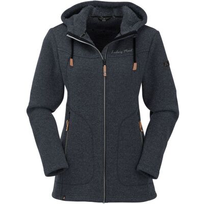 Maul - Wilde Kaiserin - Womens Knitted Fleece Hooded Long Jacket - Black Grey 14 Maul - Wilde Kaiserin - Womens Knitted Fleece Hooded Long Jacket - Black Grey 14