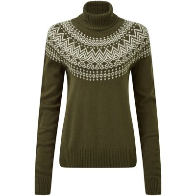 Sherpa - Camkilo Roll Neck - Womens Pullover - Green Brown XL Sherpa - Camkilo Roll Neck - Womens Pullover - Green Brown XL