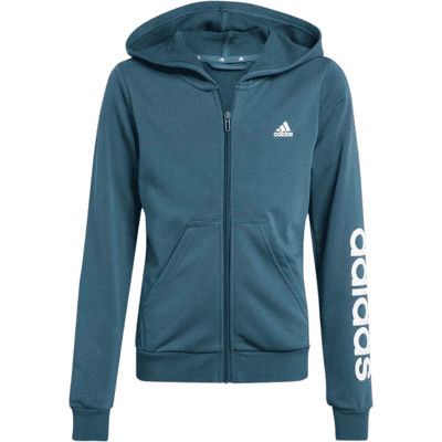 adidas - Essentials Linear Logo FZ - Girls Hoody - Blue Age 14-15 adidas - Essentials Linear Logo FZ - Girls Hoody - Blue Age 14-15