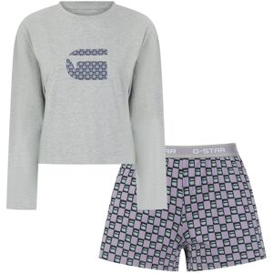 G-Star Raw - Gaia Long Sleeve Tee & Sleep Shorts - Womens Pyjama Set - Multi Multi L G-Star Raw - Gaia Long Sleeve Tee & Sleep Shorts - Womens Pyjama Set - Multi Multi L