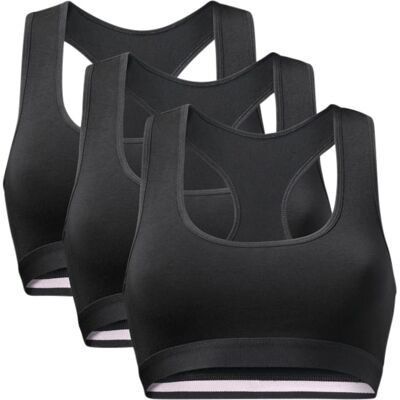 Danish Endurance - Organic Cotton Bralette 3-Pack - Womens Sports Bra - Black 2XL Danish Endurance - Organic Cotton Bralette 3-Pack - Womens Sports Bra - Black 2XL