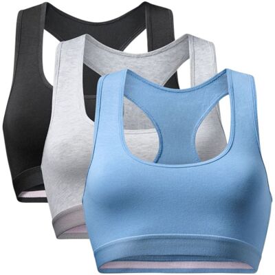 Danish Endurance - Organic Cotton Bralette 3-Pack - Womens Sports Bra - Multi S Danish Endurance - Organic Cotton Bralette 3-Pack - Womens Sports Bra - Multi S