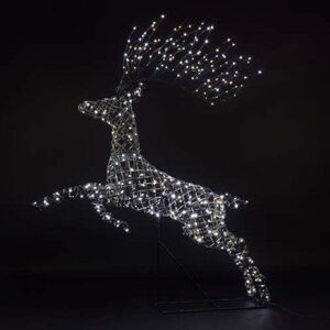 Noma 1.5M Grey Rattan Richmond Leaping Stag With Branch Antlers Noma 1.5M Grey Rattan Richmond Leaping Stag With Branch Antlers