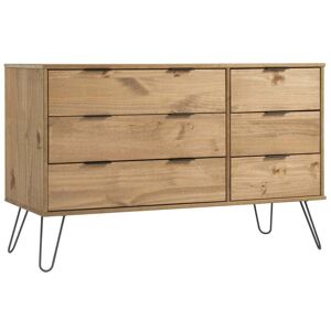 Avila Pine 3+3 Wide Chest of Drawers - Antique Waxed Pine - Self Assembly Avila Pine 3+3 Wide Chest of Drawers - Antique Waxed Pine - Self Assembly