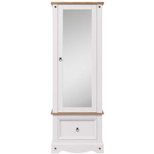 Core Corona White Mirrored Armoire with Door & Drawer Core Corona White Mirrored Armoire with Door & Drawer
