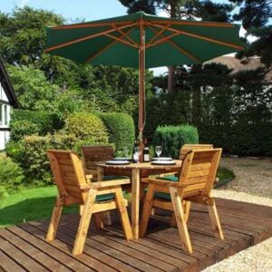 Charles Taylor 4 Seater Round Table Set Cushion/Parasol Colour: Green Charles Taylor 4 Seater Round Table Set Cushion/Parasol Colour: Green