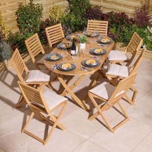 Rowlinson Ashdown Folding 8 Seat Oval Dining Set with Cushions Rowlinson Ashdown Folding 8 Seat Oval Dining Set with Cushions