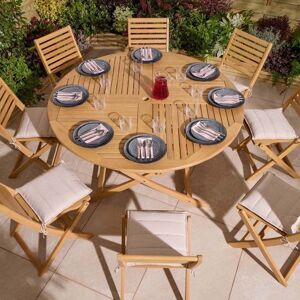 Rowlinson Ashdown Folding 8 Seat Round Dining Set with Cushions Rowlinson Ashdown Folding 8 Seat Round Dining Set with Cushions