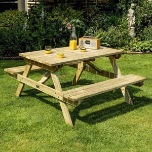 Rowlinson 4ft Picnic Bench in Natural Timber - Picnic Bench Rowlinson 4ft Picnic Bench in Natural Timber - Picnic Bench