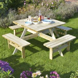 Oakworld Alfresco Square Picnic Table Natural Timber - Picnic Table Oakworld Alfresco Square Picnic Table Natural Timber - Picnic Table