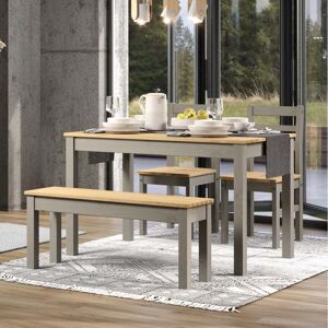 Core Corona Grey Large Rectangular Table with Bench & 2 Chair Set Core Corona Grey Large Rectangular Table with Bench & 2 Chair Set