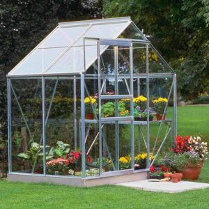 Halls 6x6 Greenhouse Aluminium Silver - Small Garden Greenhouse Halls 6x6 Greenhouse Aluminium Silver - Small Garden Greenhouse