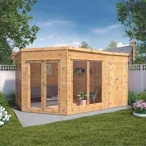 Waltons 13' x 9' Corner Summerhouse with Side Shed Waltons 13' x 9' Corner Summerhouse with Side Shed